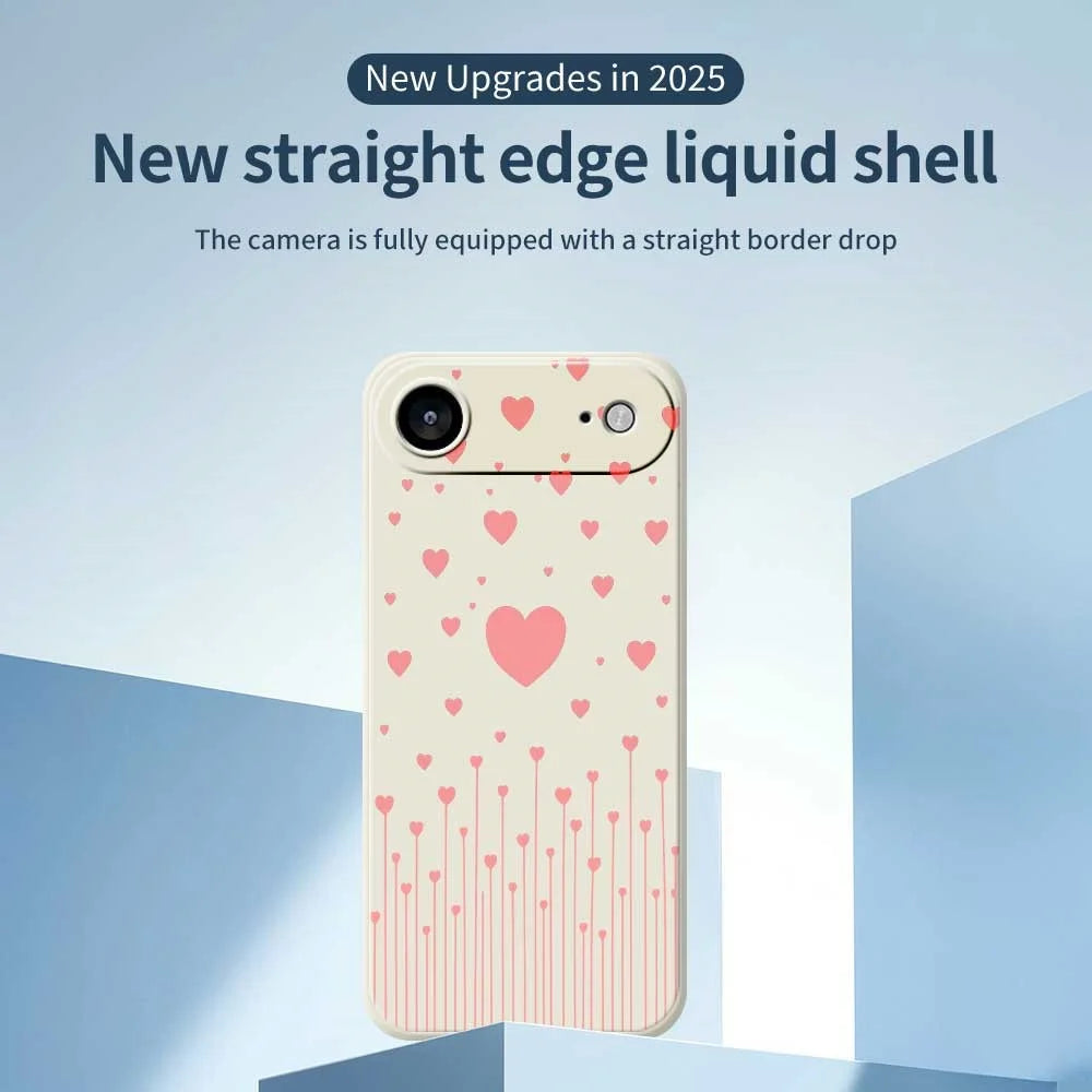 For iPhone Air Case Pink Love Pattern Printing Straight Edge TPU Phone Back Cover - Beige - 3