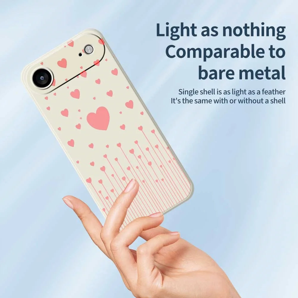 For iPhone Air Case Pink Love Pattern Printing Straight Edge TPU Phone Back Cover - Beige - 4