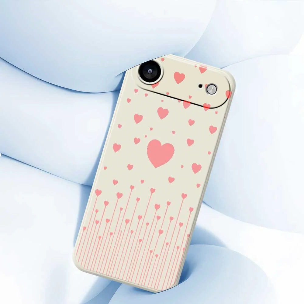 For iPhone Air Case Pink Love Pattern Printing Straight Edge TPU Phone Back Cover - Beige - 5