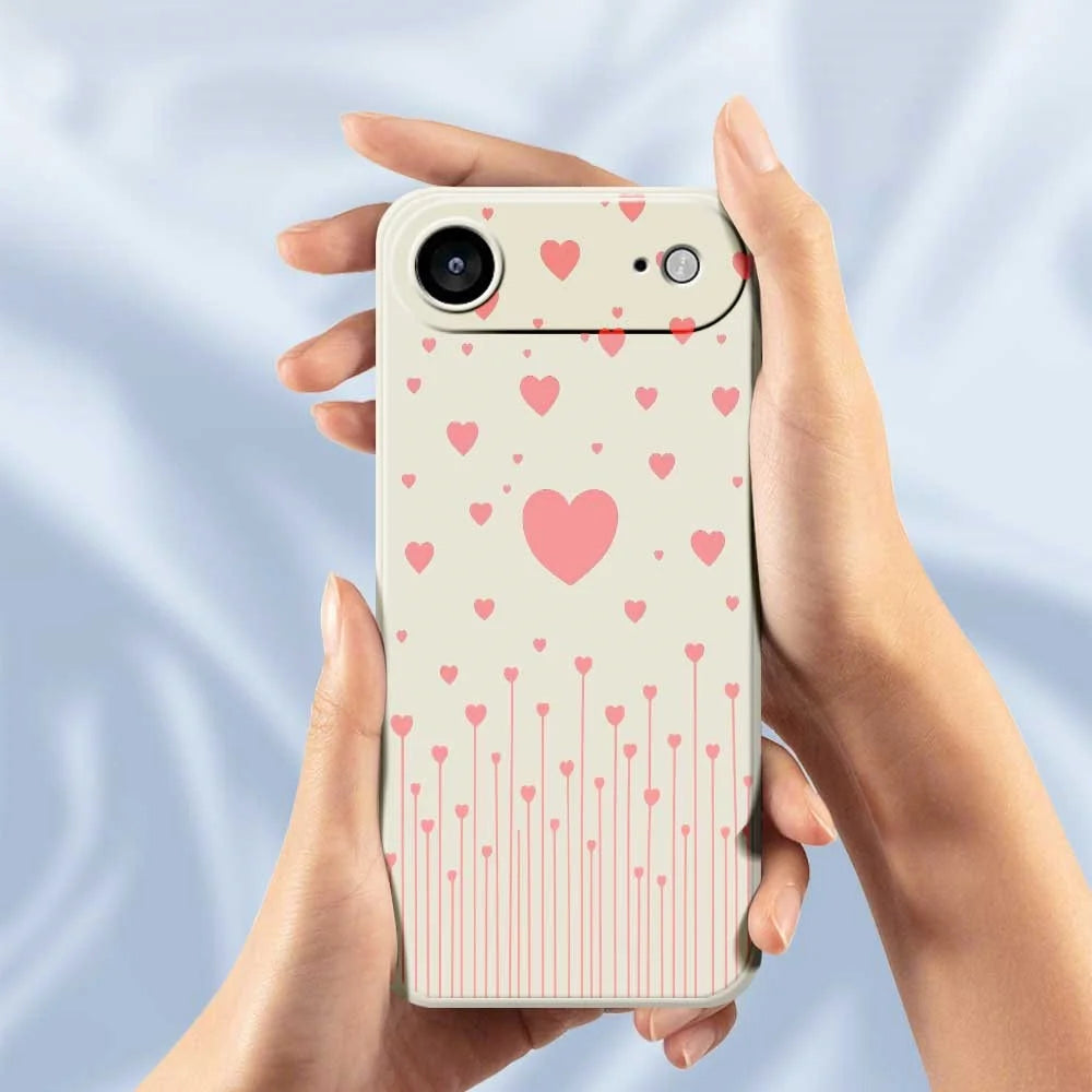 For iPhone Air Case Pink Love Pattern Printing Straight Edge TPU Phone Back Cover - Beige - 6