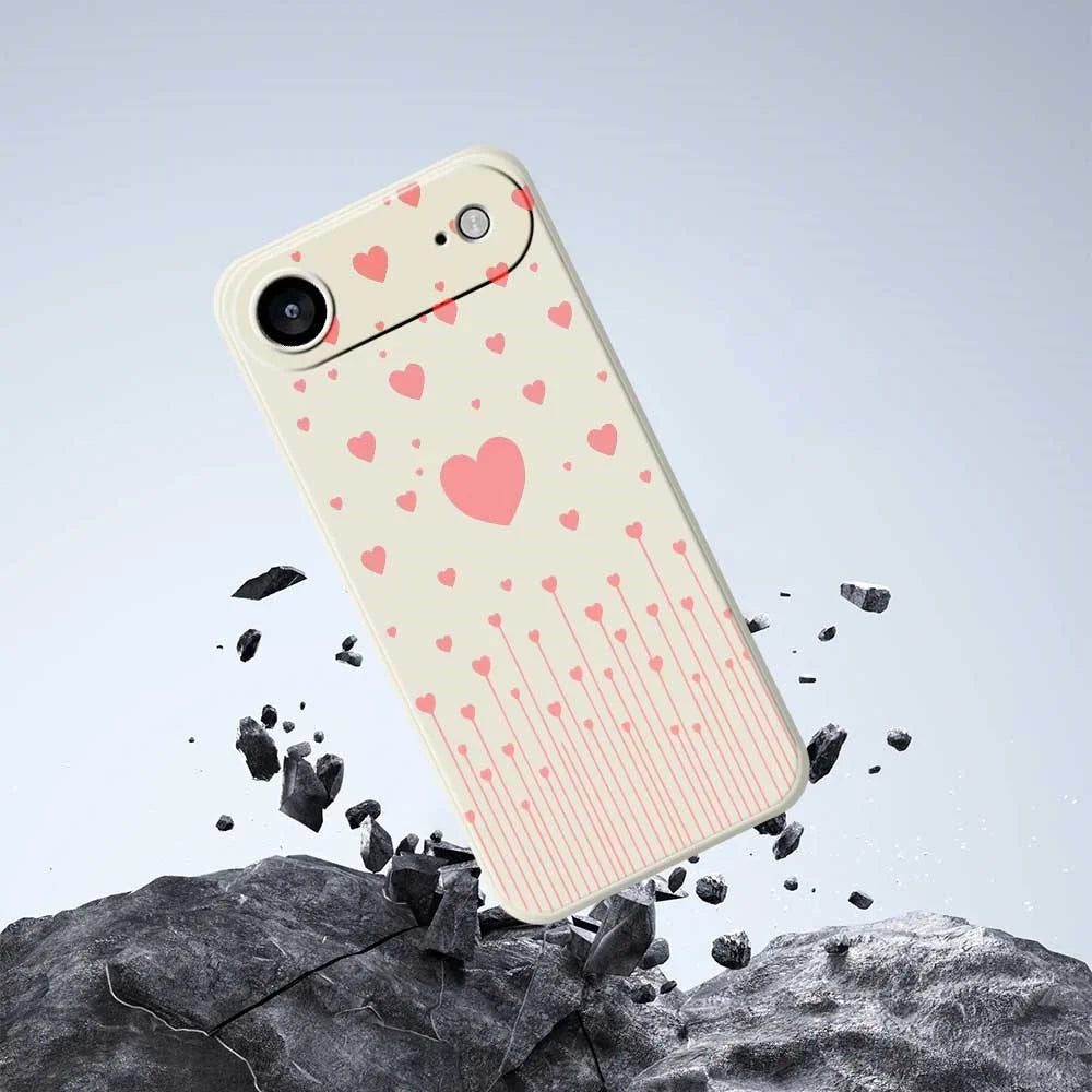 For iPhone Air Case Pink Love Pattern Printing Straight Edge TPU Phone Back Cover - Beige - 7