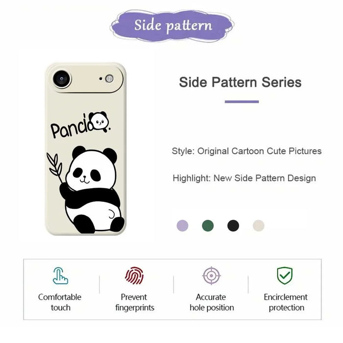 For iPhone Air Case Panda Pattern Printing Straight Edge TPU Phone Back Cover - Beige - 2
