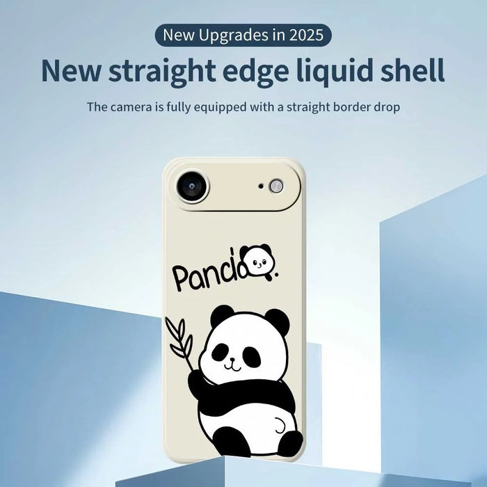 For iPhone Air Case Panda Pattern Printing Straight Edge TPU Phone Back Cover - Beige - 3