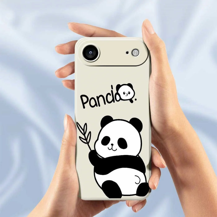 For iPhone Air Case Panda Pattern Printing Straight Edge TPU Phone Back Cover - Beige - 6