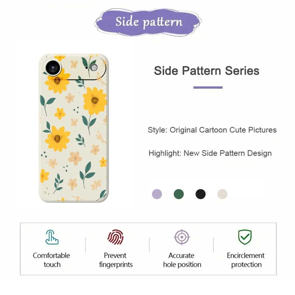 For iPhone Air Case Yellow Floral and Leaves Pattern Printing Straight Edge TPU Phone Back Cover - Beige - 2