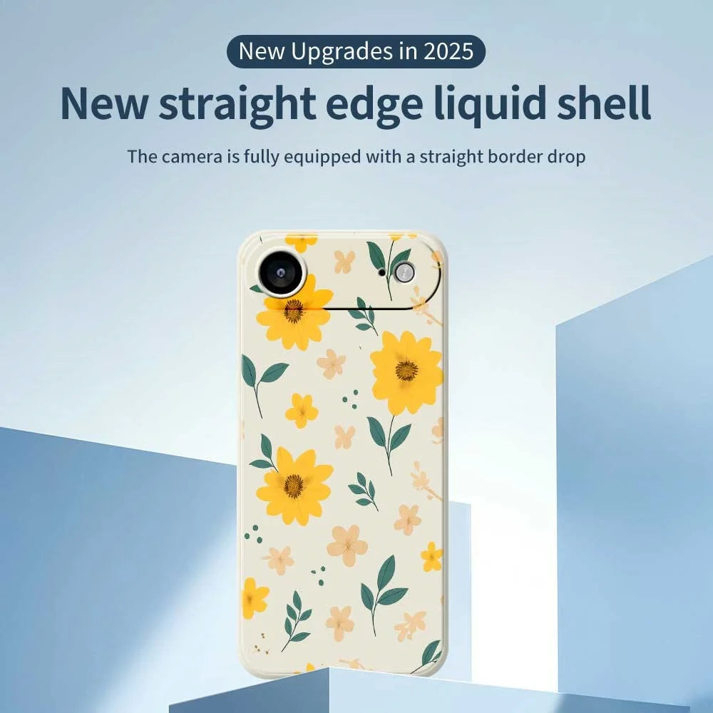 For iPhone Air Case Yellow Floral and Leaves Pattern Printing Straight Edge TPU Phone Back Cover - Beige - 3