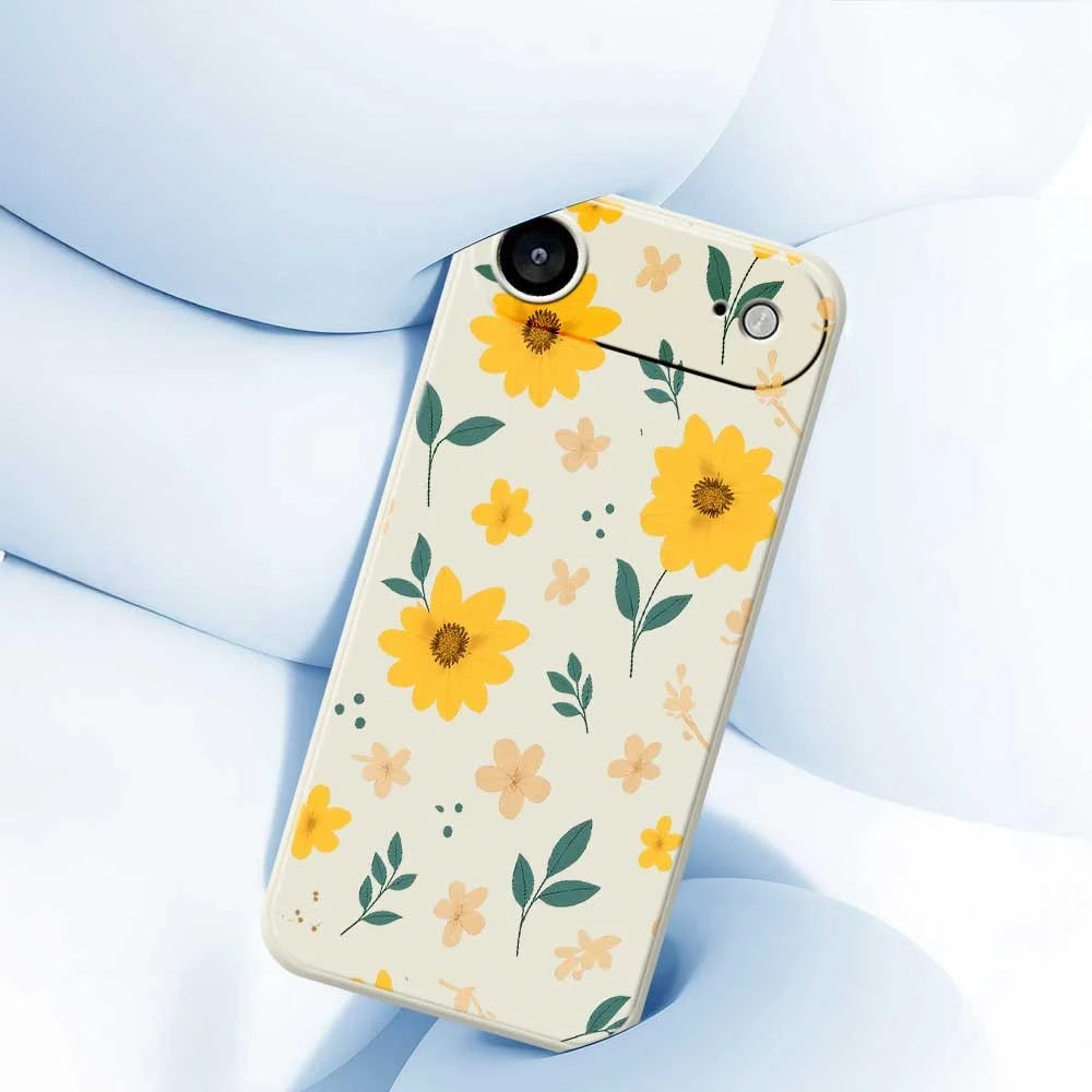 For iPhone Air Case Yellow Floral and Leaves Pattern Printing Straight Edge TPU Phone Back Cover - Beige - 5