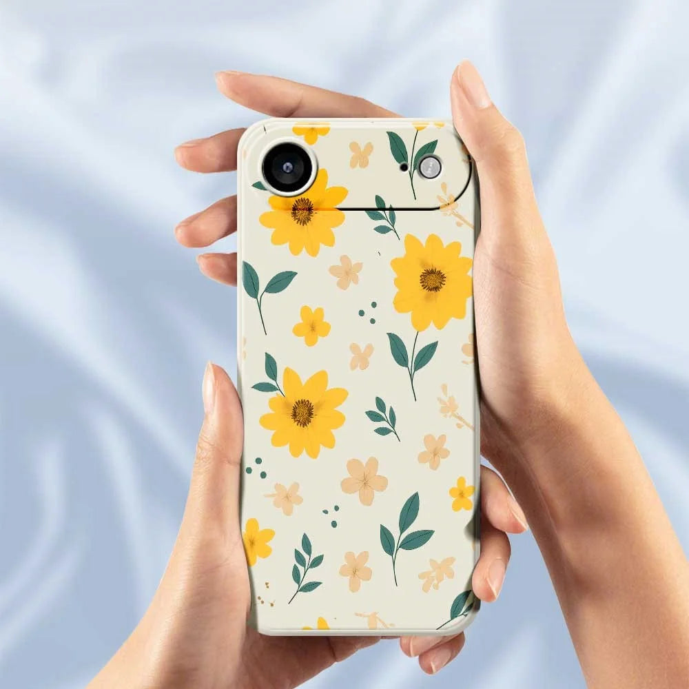 For iPhone Air Case Yellow Floral and Leaves Pattern Printing Straight Edge TPU Phone Back Cover - Beige - 6