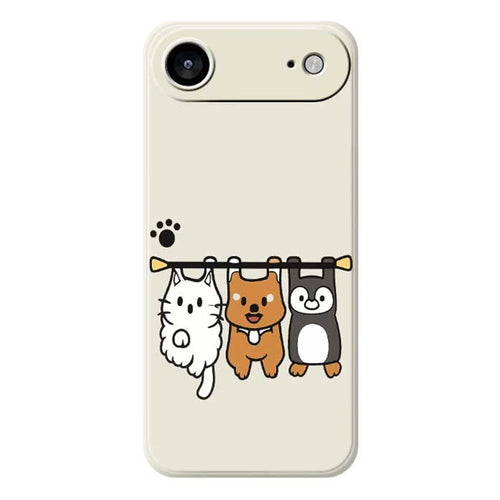 For iPhone Air Case Three Animal Dolls Pattern Printing Straight Edge TPU Phone Back Cover - Beige - 1