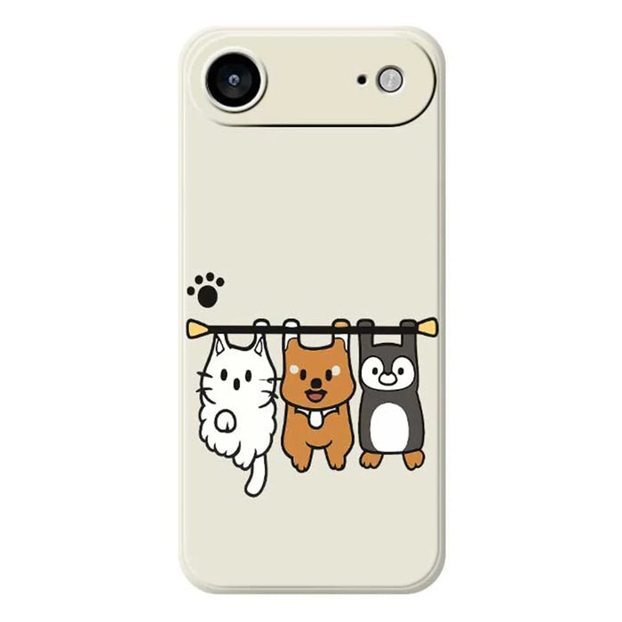 For iPhone Air Case Three Animal Dolls Pattern Printing Straight Edge TPU Phone Back Cover - Beige - 1