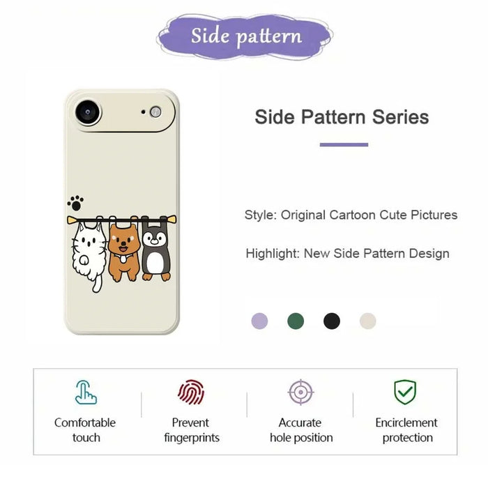 For iPhone Air Case Three Animal Dolls Pattern Printing Straight Edge TPU Phone Back Cover - Beige - 2