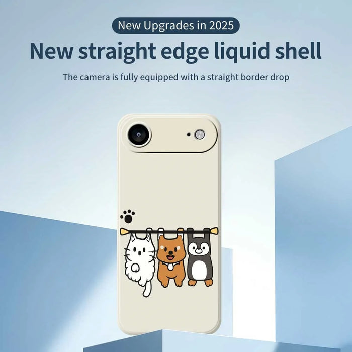 For iPhone Air Case Three Animal Dolls Pattern Printing Straight Edge TPU Phone Back Cover - Beige - 3