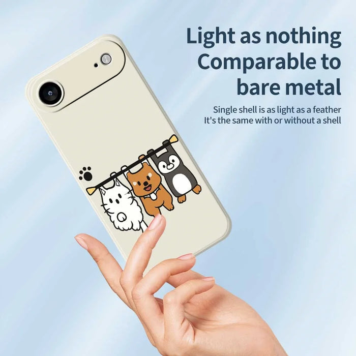 For iPhone Air Case Three Animal Dolls Pattern Printing Straight Edge TPU Phone Back Cover - Beige - 4