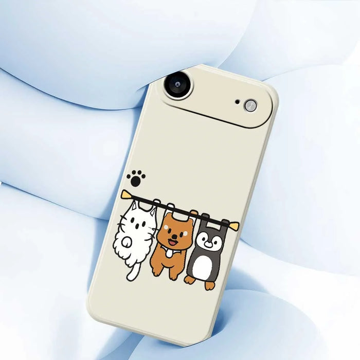 For iPhone Air Case Three Animal Dolls Pattern Printing Straight Edge TPU Phone Back Cover - Beige - 5