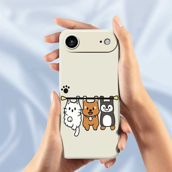 For iPhone Air Case Three Animal Dolls Pattern Printing Straight Edge TPU Phone Back Cover - Beige - 6