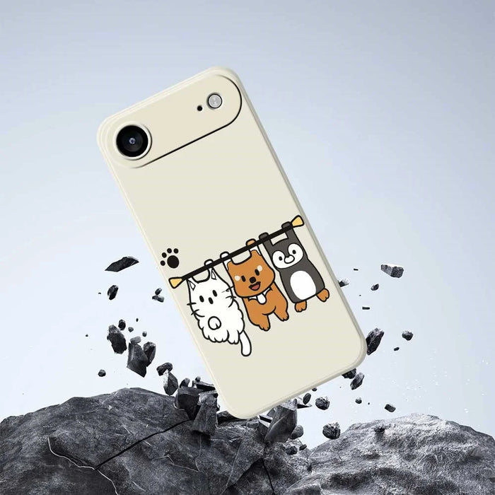 For iPhone Air Case Three Animal Dolls Pattern Printing Straight Edge TPU Phone Back Cover - Beige - 7