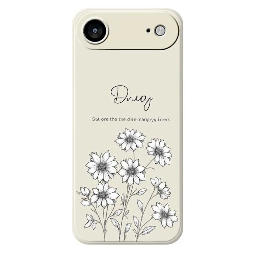 For iPhone Air Case Sketch Flowers Pattern Printing Straight Edge TPU Phone Back Cover - Beige - 1