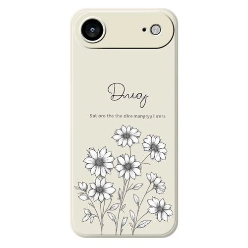 For iPhone Air Case Sketch Flowers Pattern Printing Straight Edge TPU Phone Back Cover - Beige - 1