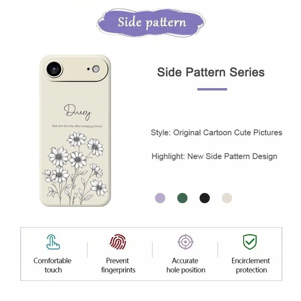 For iPhone Air Case Sketch Flowers Pattern Printing Straight Edge TPU Phone Back Cover - Beige - 2
