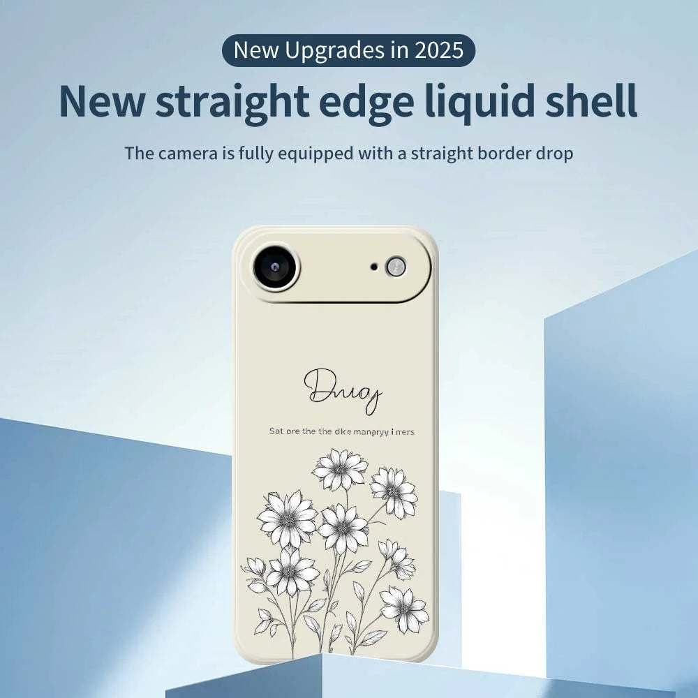For iPhone Air Case Sketch Flowers Pattern Printing Straight Edge TPU Phone Back Cover - Beige - 3
