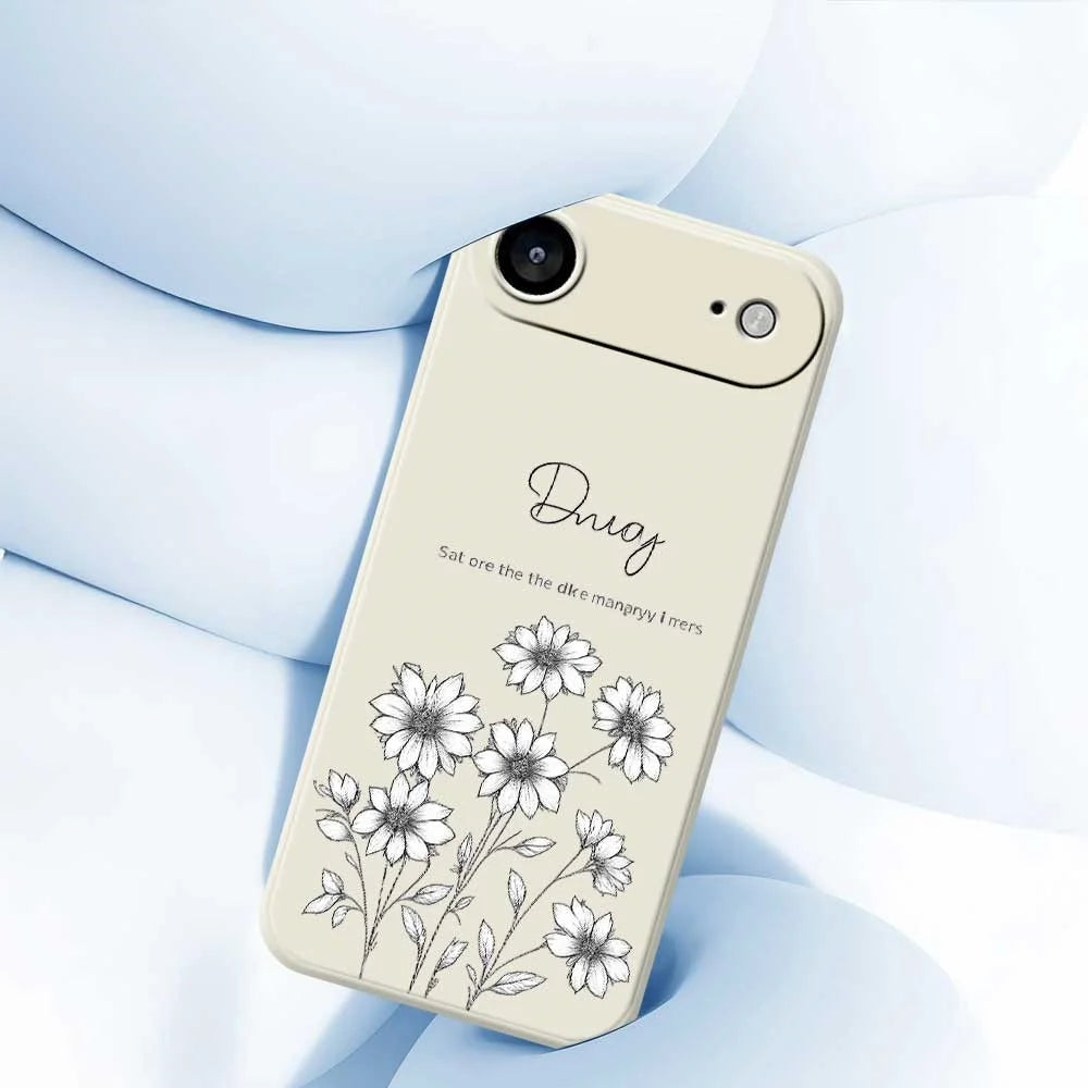 For iPhone Air Case Sketch Flowers Pattern Printing Straight Edge TPU Phone Back Cover - Beige - 5