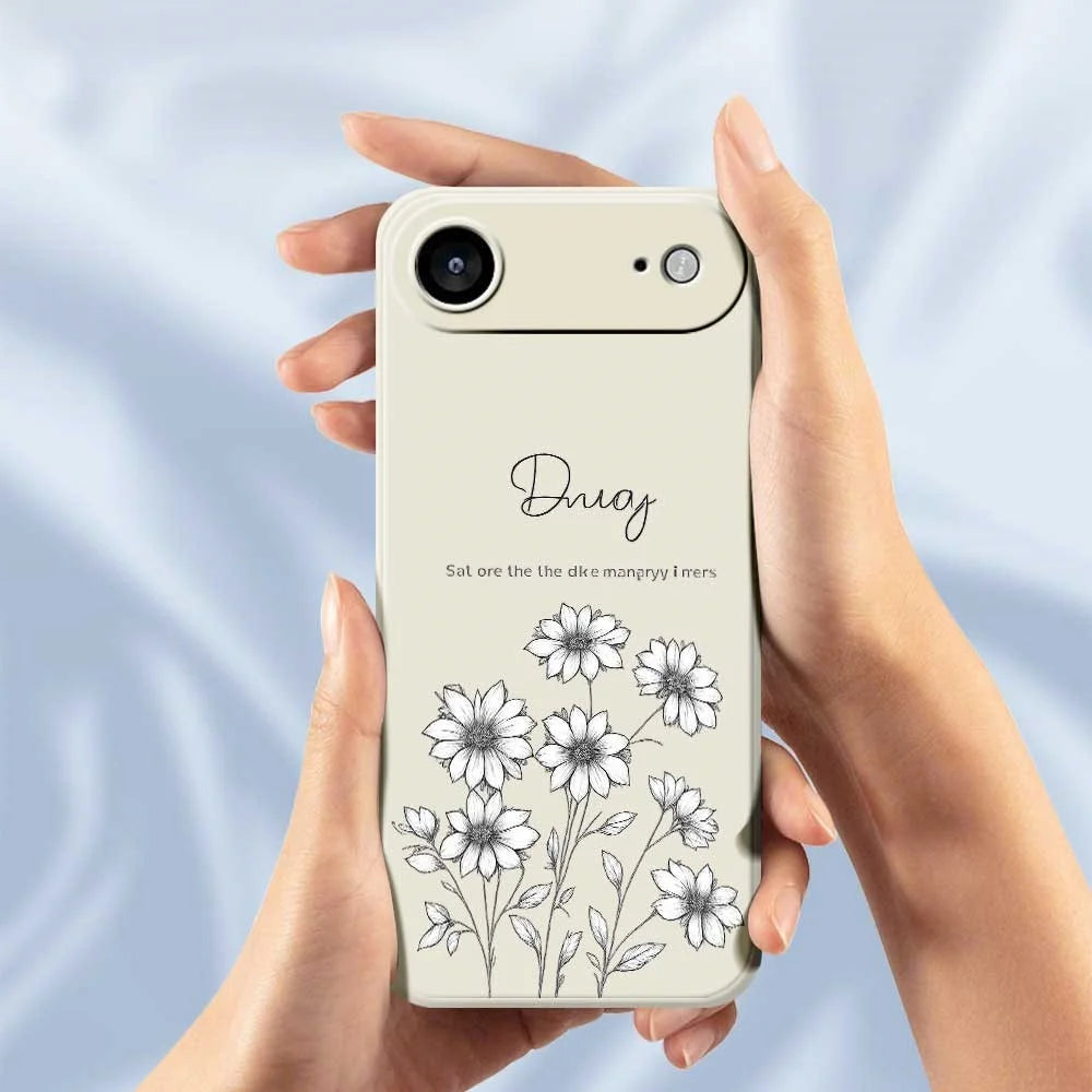 For iPhone Air Case Sketch Flowers Pattern Printing Straight Edge TPU Phone Back Cover - Beige - 6