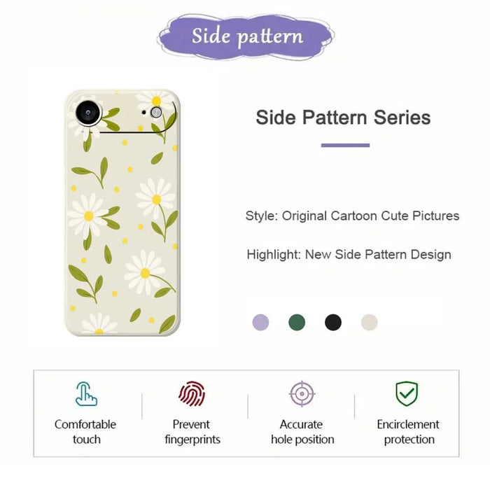 For iPhone Air Case White Flowers Green Leaves Pattern Printing Straight Edge TPU Phone Back Cover - Beige - 2