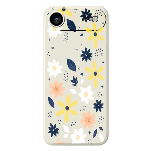 For iPhone Air Case Colorful Floral Blue Leaves Pattern Printing Straight Edge TPU Phone Back Cover - Beige - 1