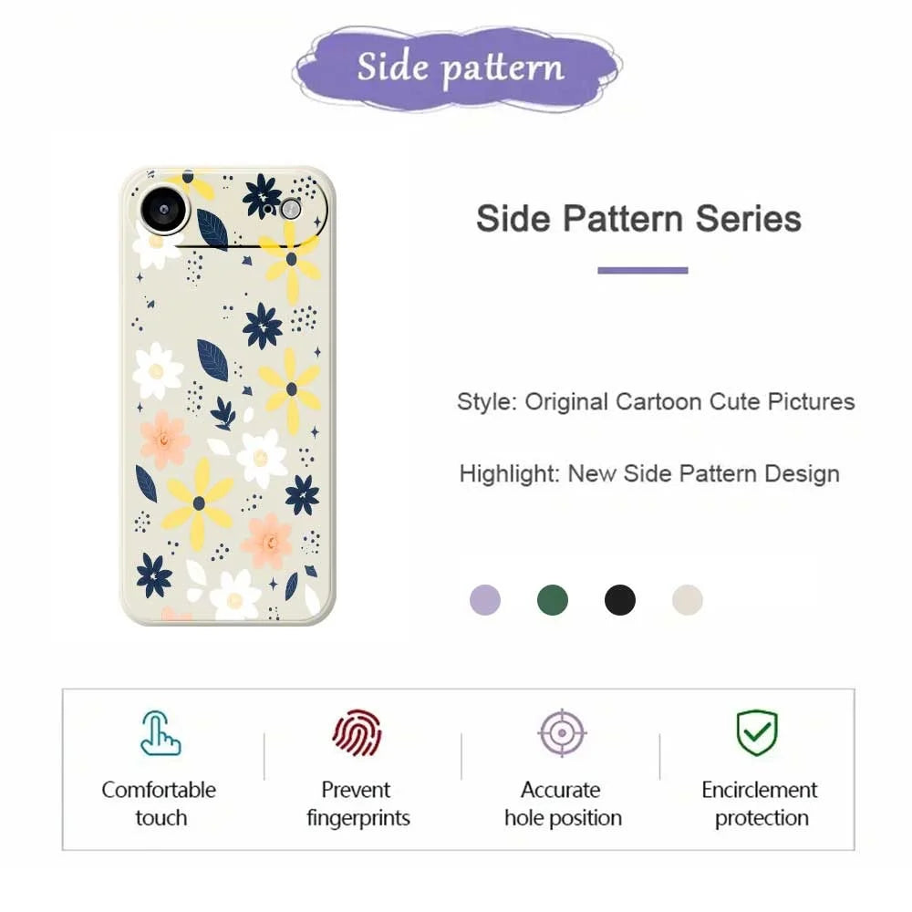 For iPhone Air Case Colorful Floral Blue Leaves Pattern Printing Straight Edge TPU Phone Back Cover - Beige - 2
