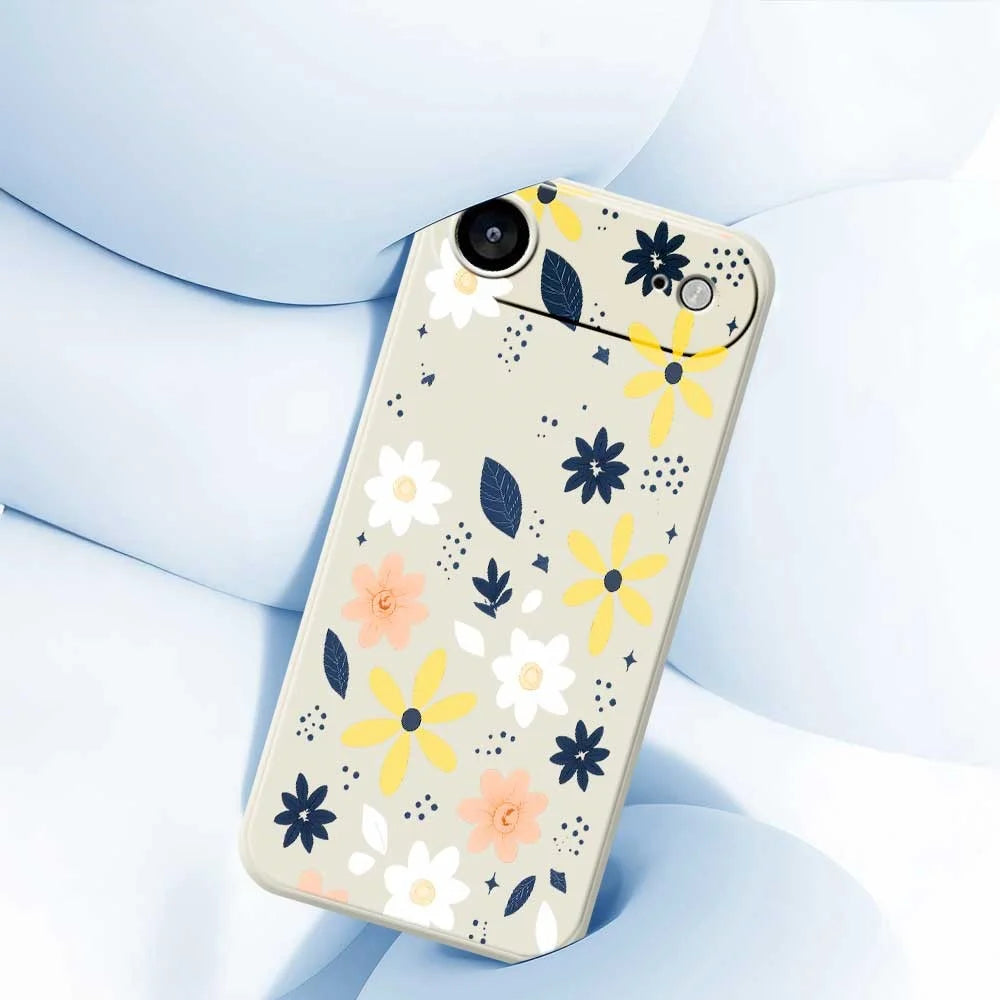 For iPhone Air Case Colorful Floral Blue Leaves Pattern Printing Straight Edge TPU Phone Back Cover - Beige - 5