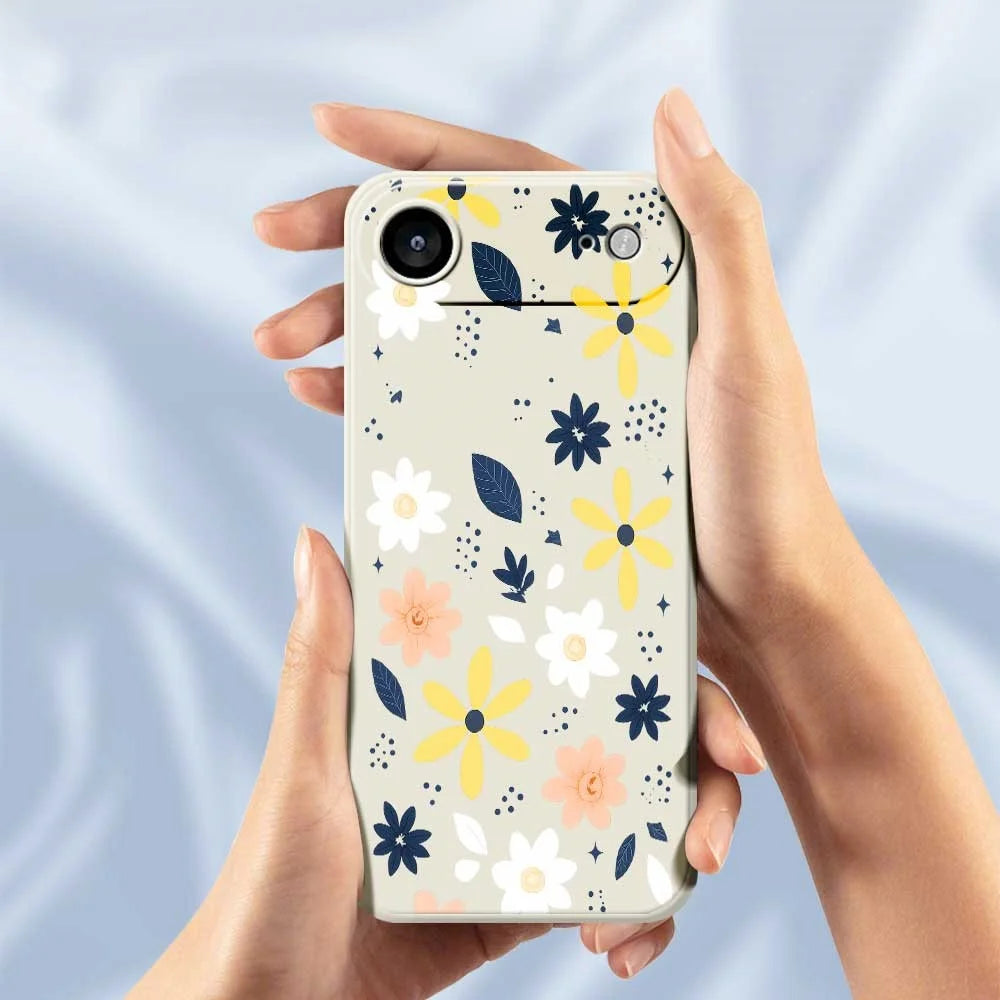 For iPhone Air Case Colorful Floral Blue Leaves Pattern Printing Straight Edge TPU Phone Back Cover - Beige - 6