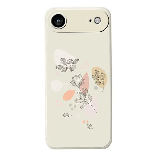 For iPhone Air Case Sketch Leaves Pattern Printing Straight Edge TPU Phone Back Cover - Beige - 1