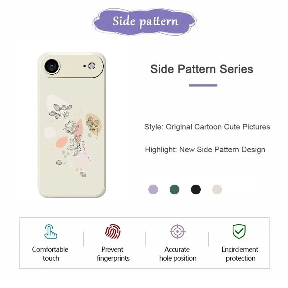 For iPhone Air Case Sketch Leaves Pattern Printing Straight Edge TPU Phone Back Cover - Beige - 2