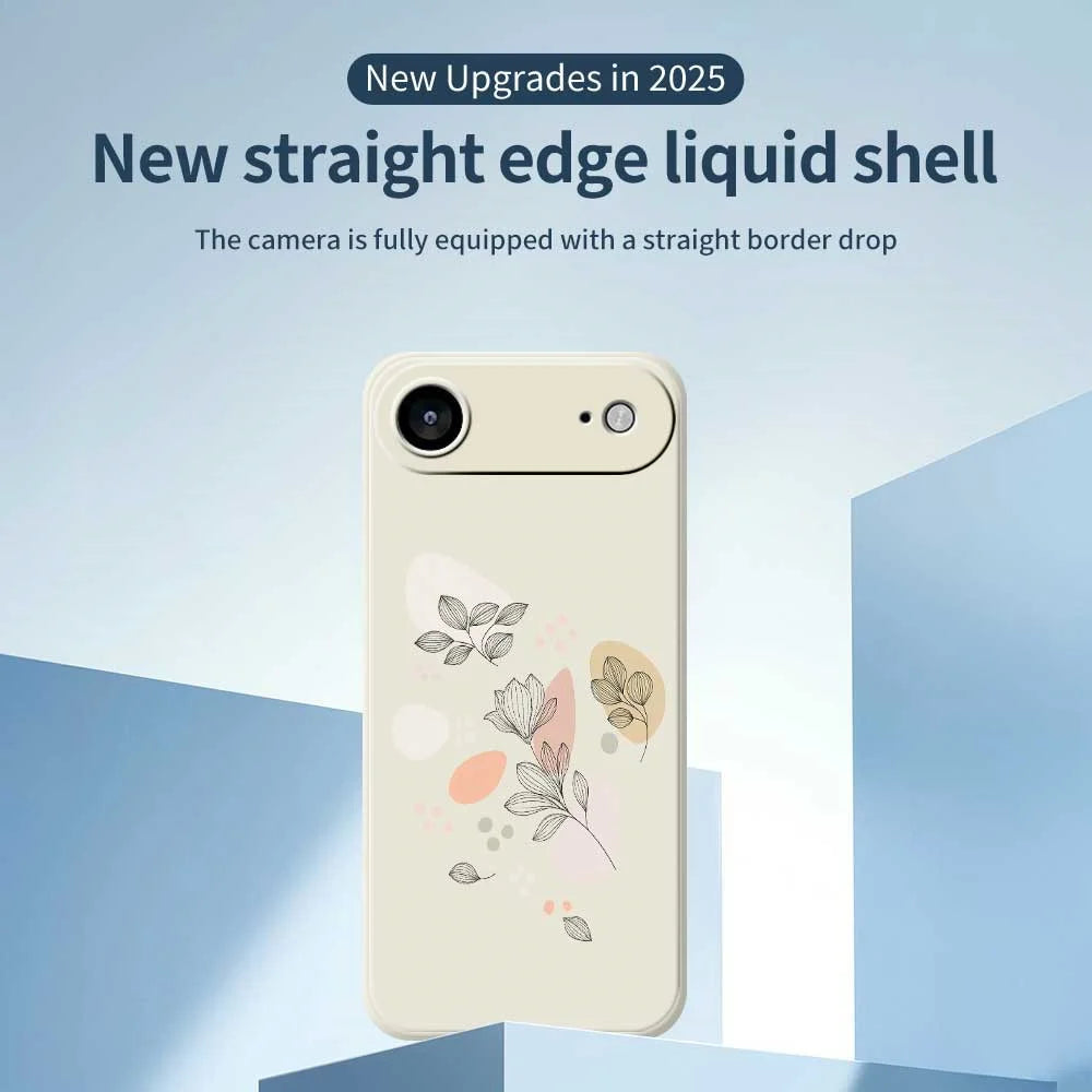 For iPhone Air Case Sketch Leaves Pattern Printing Straight Edge TPU Phone Back Cover - Beige - 3