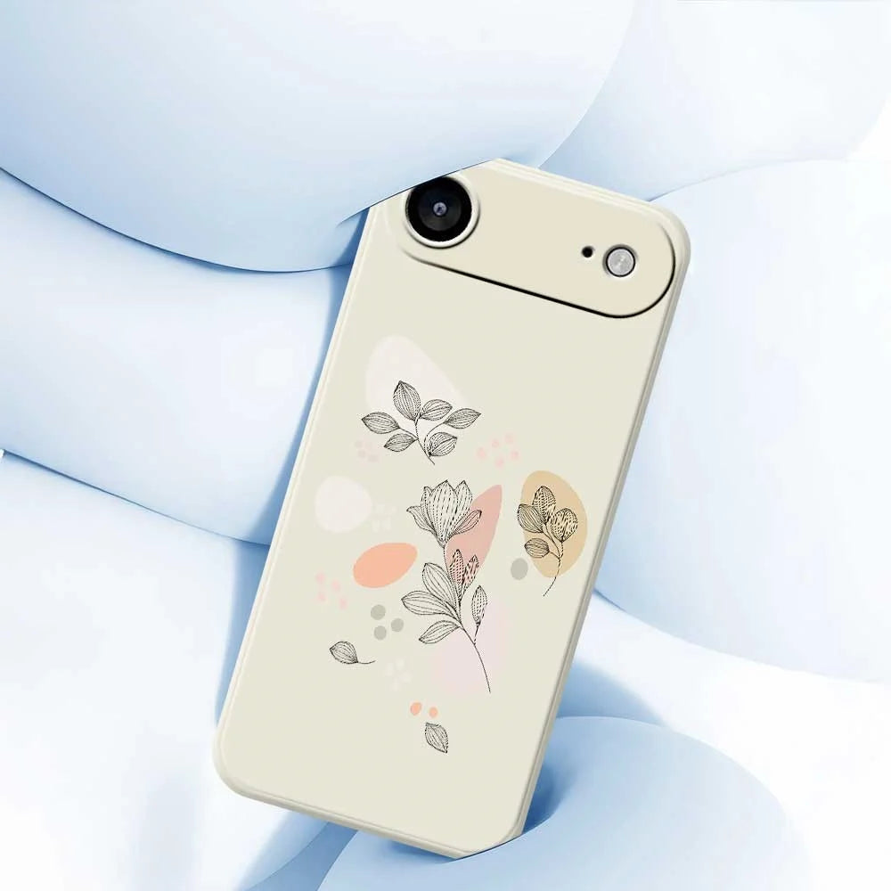 For iPhone Air Case Sketch Leaves Pattern Printing Straight Edge TPU Phone Back Cover - Beige - 5