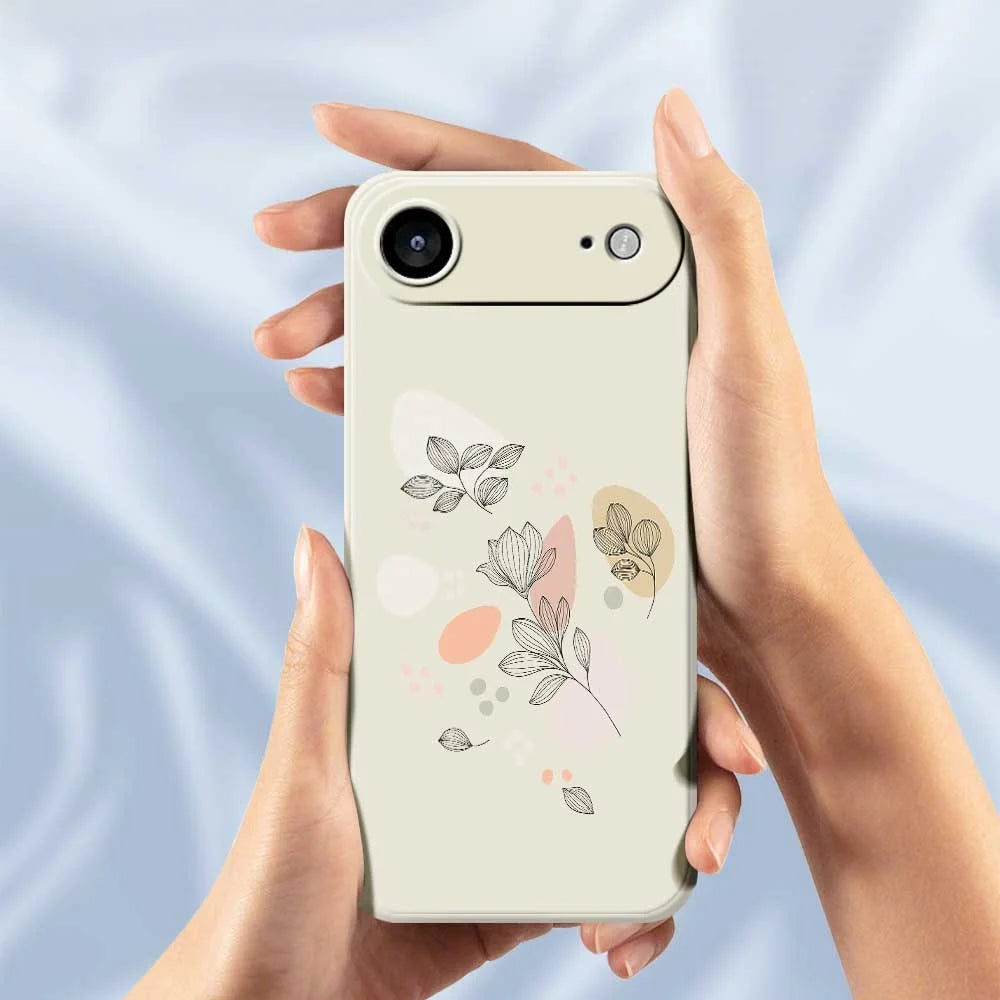 For iPhone Air Case Sketch Leaves Pattern Printing Straight Edge TPU Phone Back Cover - Beige - 6
