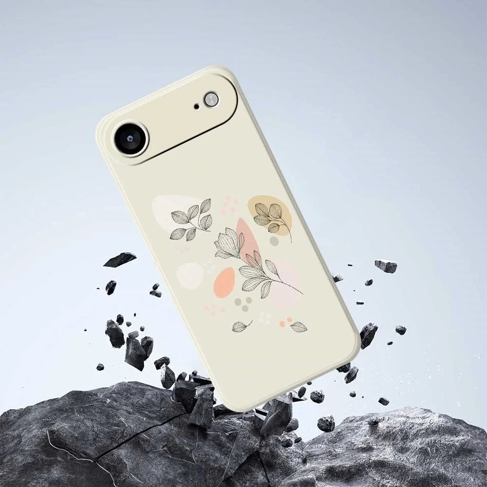 For iPhone Air Case Sketch Leaves Pattern Printing Straight Edge TPU Phone Back Cover - Beige - 7
