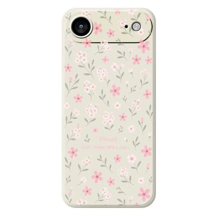 For iPhone Air Case Small Flower Pattern Printing Straight Edge TPU Phone Back Cover - Beige - 1