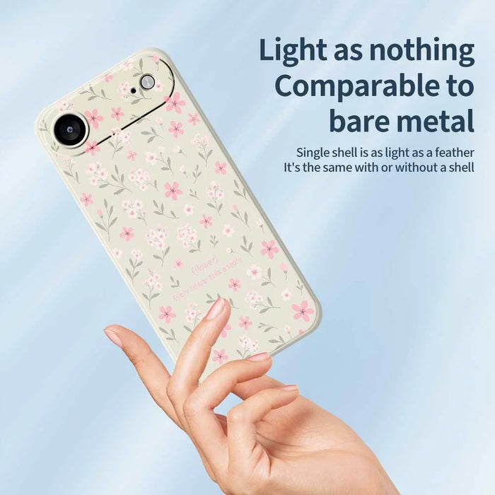 For iPhone Air Case Small Flower Pattern Printing Straight Edge TPU Phone Back Cover - Beige - 4