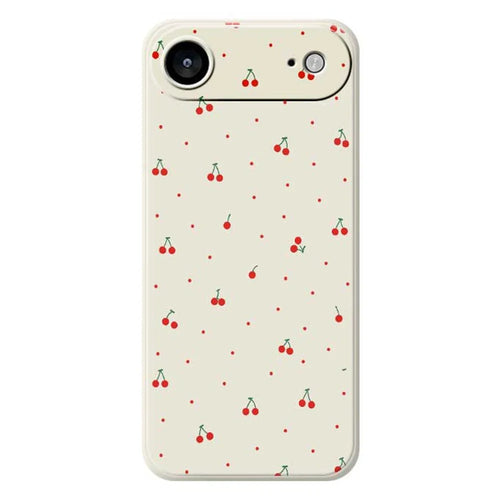 For iPhone Air Case Red Cherry Pattern Printing Straight Edge TPU Phone Back Cover - Beige - 1
