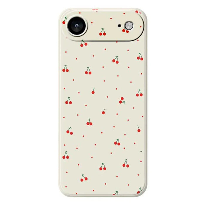 For iPhone Air Case Red Cherry Pattern Printing Straight Edge TPU Phone Back Cover - Beige - 1