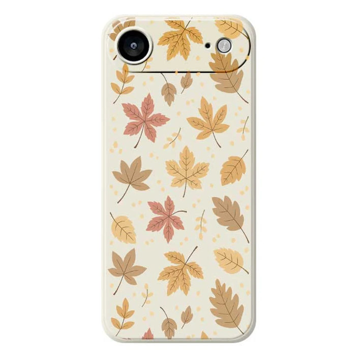 For iPhone Air Case Leaves Pattern Printing Straight Edge TPU Phone Back Cover - Beige - 1