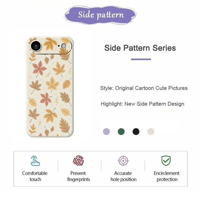 For iPhone Air Case Leaves Pattern Printing Straight Edge TPU Phone Back Cover - Beige - 2