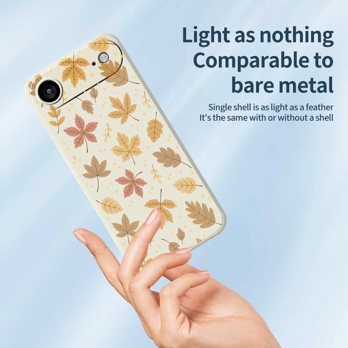 For iPhone Air Case Leaves Pattern Printing Straight Edge TPU Phone Back Cover - Beige - 4