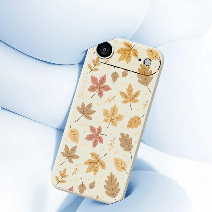 For iPhone Air Case Leaves Pattern Printing Straight Edge TPU Phone Back Cover - Beige - 5