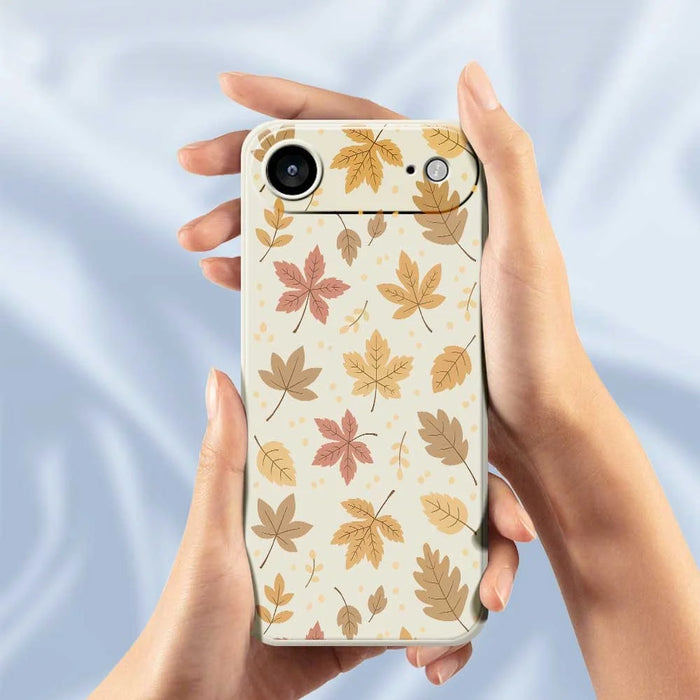 For iPhone Air Case Leaves Pattern Printing Straight Edge TPU Phone Back Cover - Beige - 6