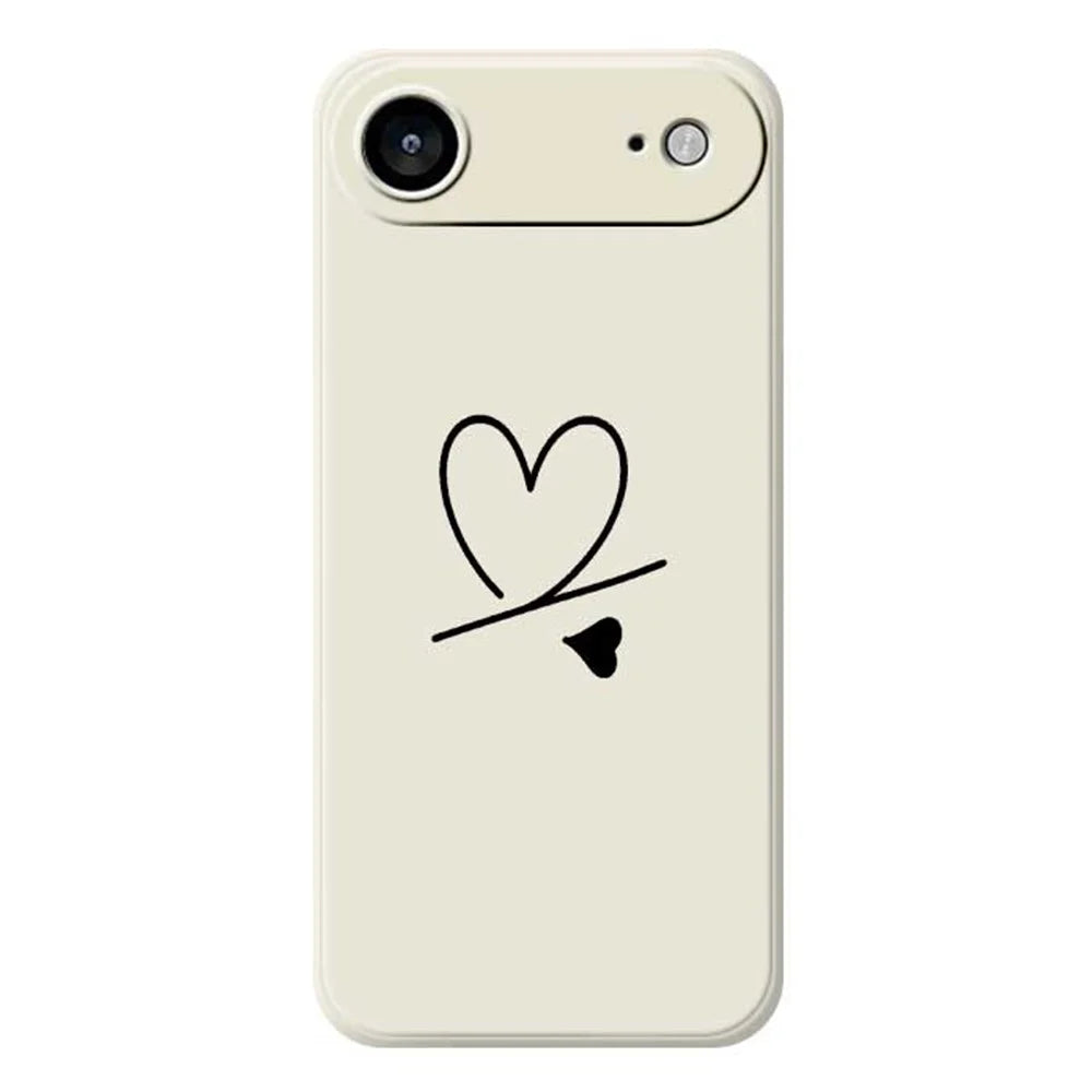 For iPhone Air Case Black Love Pattern Printing Straight Edge TPU Phone Back Cover - Beige - 1