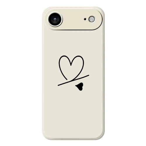 For iPhone Air Case Black Love Pattern Printing Straight Edge TPU Phone Back Cover - Beige - 1