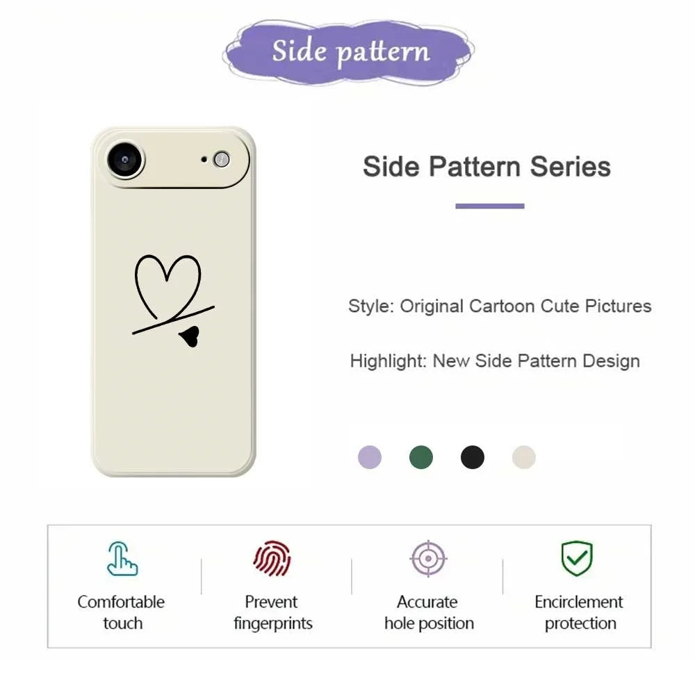 For iPhone Air Case Black Love Pattern Printing Straight Edge TPU Phone Back Cover - Beige - 2