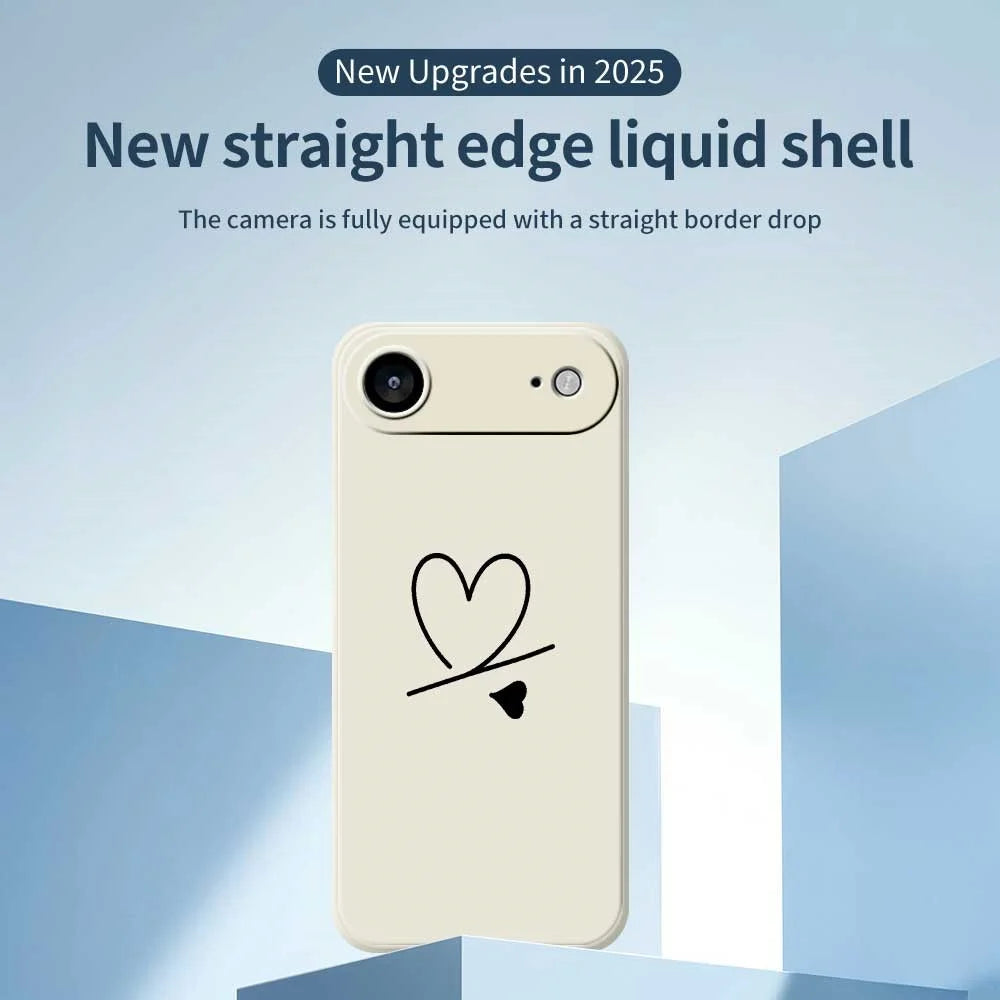 For iPhone Air Case Black Love Pattern Printing Straight Edge TPU Phone Back Cover - Beige - 3